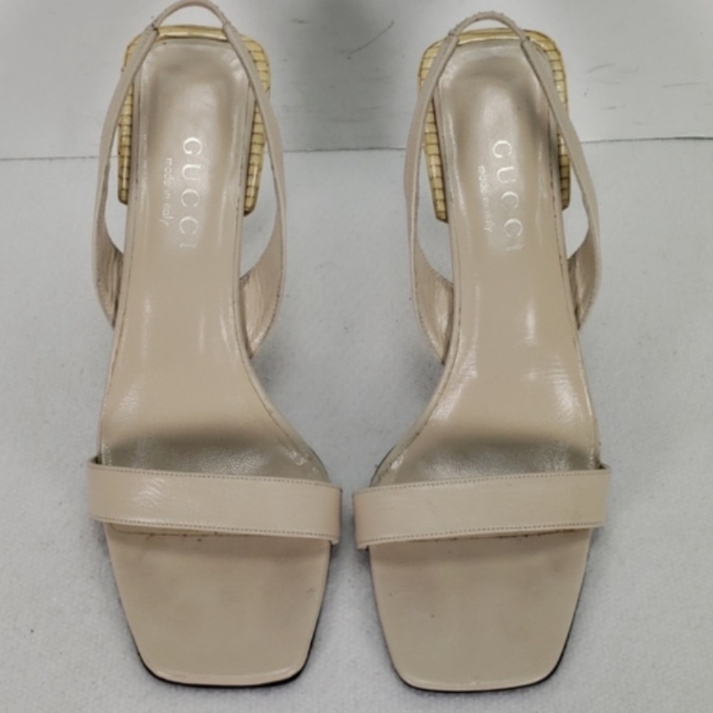 GUCCI Tom Ford Era 1990’s Women's Vintage Cream Slingback Sandals Size 8.5